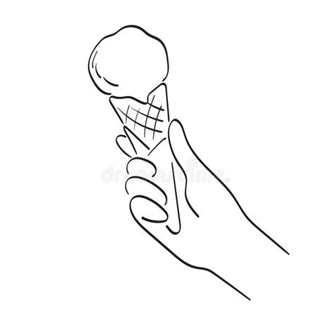 Hand Holding Ice Cream Cone Drawing Stock Illustrations Hand