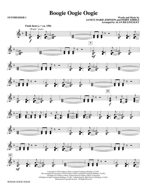 A Taste Of Honey Boogie Oogie Oogie Arr Alan Billingsley Synth 1 Sheet Music Pdf Notes