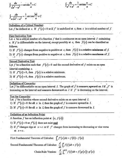 Multivariable Calculus Cheat Sheet