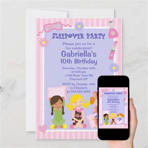 Pink Slumber Party Fun Birthday Invitation Zazzle