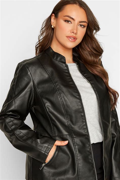 Plus Size Black Faux Leather Jacket Yours Clothing