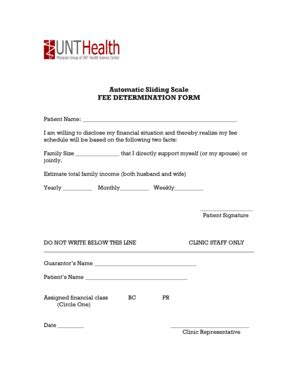 Fillable Online Automatic Sliding Scale FEE DETERMINATION FORM Fax