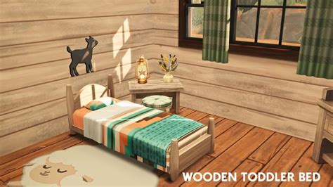 WOODEN TODDLER BED | xSavannahx987 in 2024 | Wooden toddler bed, Sims 4 ...