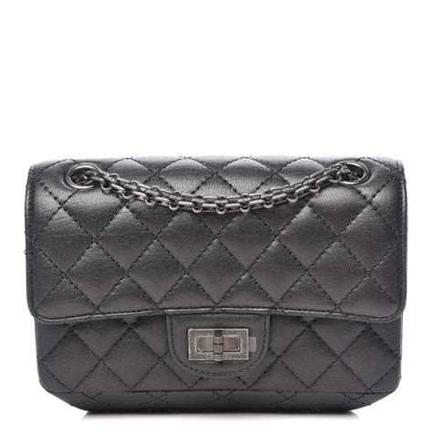 Chanel Metallic Sheepskin Quilted Reissue Mini Flap Dark Silver