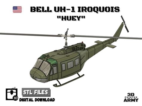 Bell Uh Huey Iroquois Stl Files For D Printing Etsy Hong Kong