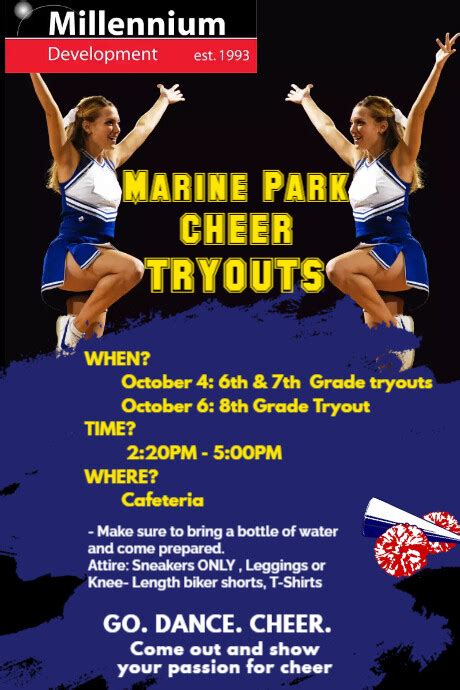 Cheerleader Tryouts Flyer Template Postermywall