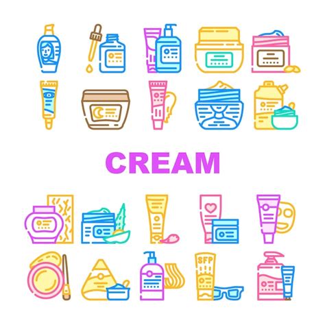 Premium Vector Cream Cosmetic Skin Care Icons Set Vector Bottle Face