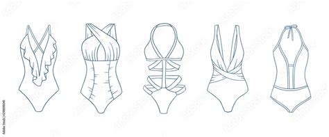 Swimming Suits Set Doodle Bikini One Piece Swimsuits Collection