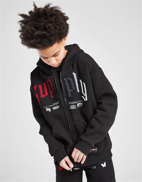 Black Supply & Demand Bianco Full Zip Hoodie Junior - JD Sports NZ