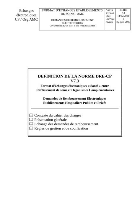 Pdf Definition De La Norme Dre Cp V Solidarites Sante Gouv Fr