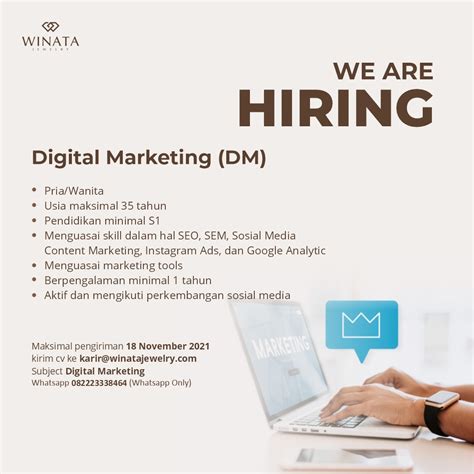 Lowongan Kerja Digital Marketing DM Di Winata Jewelry LokerJogja ID