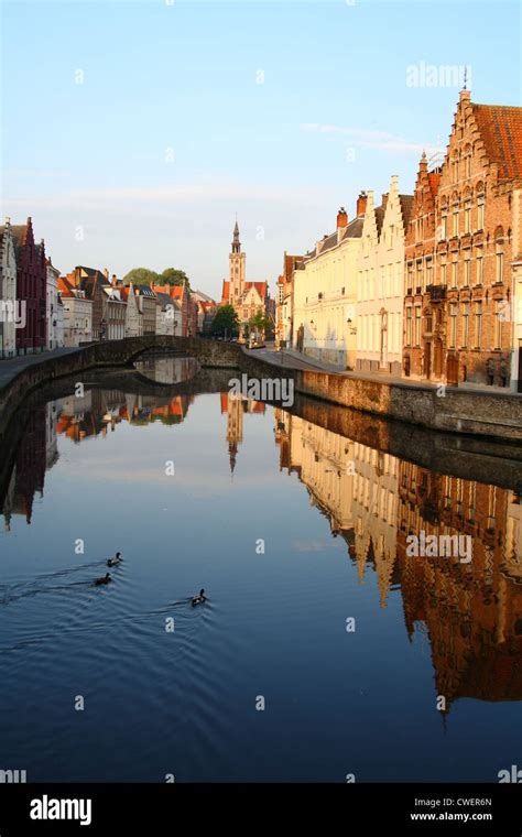 Old Town Of Bruges In Belgium At Sunset Time Jan Van Eyckplein Bruges