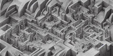 Isometric Perspective Labyrinthine Dilapidated Prison Stable Diffusion