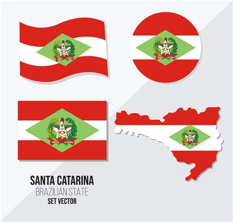 Santa Catarina Brazil State Vector Set Flag Symbol Map And Circle Flag