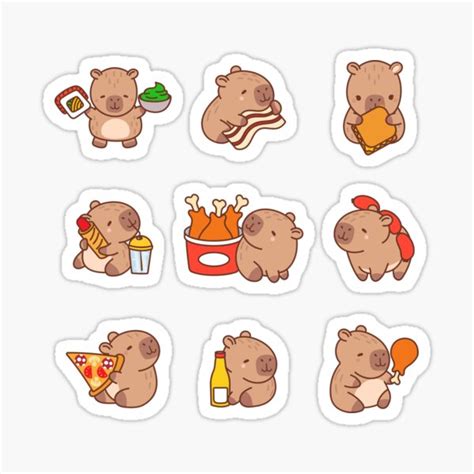 Fast Food Kawaii Capybara Pack Sticker For Sale By Olyalitvinova