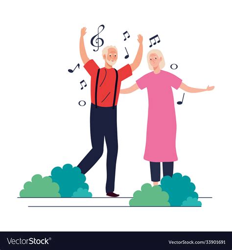 Senior Woman And Man Cartoons Dancing Royalty Free Vector