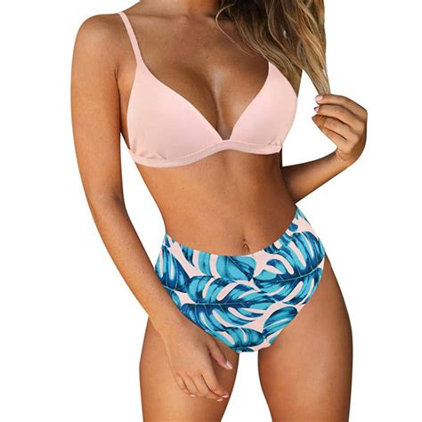 Amzcrzy Women S High Waisted Bikini Set Scoop Neck Scalloped Lace Up