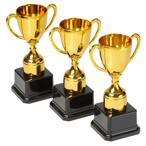 fun gold plastic trophies  pack   award trophy cup set