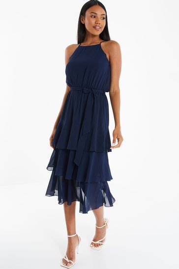 Buy Quiz Blue Halter Neck Tiered Midaxi Dress From Next Ireland