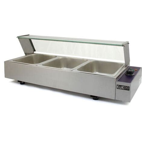 Vitrine Bain Marie Electrique Professionnel à 3 Bacs GN 1 2 en Acier