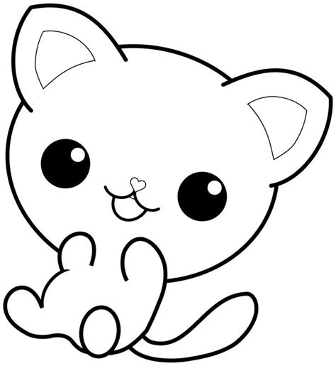 🥇 🥇 Dibujo De Gatito Kawaii Para Imprimir Y Colorear【2021】 Dibujos De Colorear