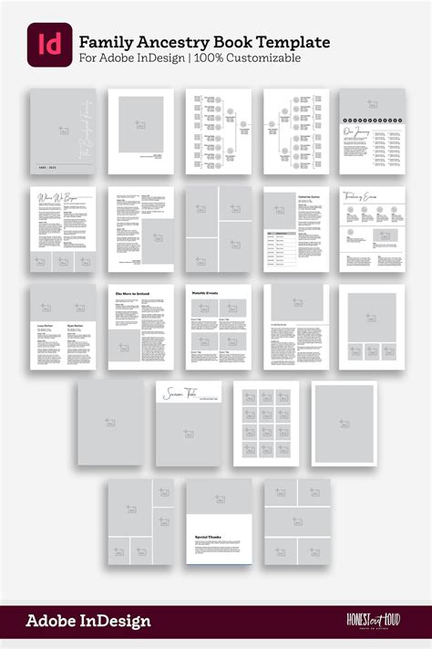 Ancestry Book Template Family Tree Family History Genealogy Book Mac PC Adobe Indesign - Etsy