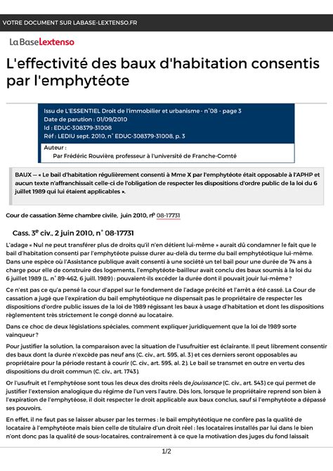 Leffectivite Des Baux Dhabitation Consentis Par Lemphyteote 05 12 2023