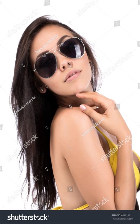 Beautiful Sexy Brunette Girl Posing Bathing Stock Photo Shutterstock