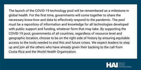 Covid Technology Access Pool Health Action International