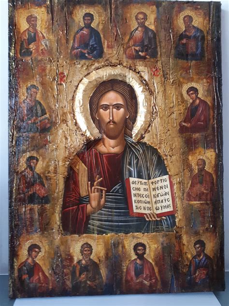 Jesus Christ The Blessed-12 Apostles Icon-Orthodox Greek Byzantine Icons