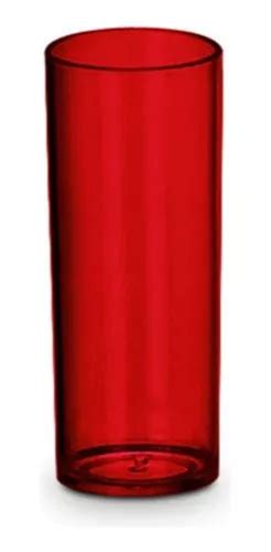 10 Copos Long Drink Acrilico 360ml Liso Para Personalizar Cor Vermelho