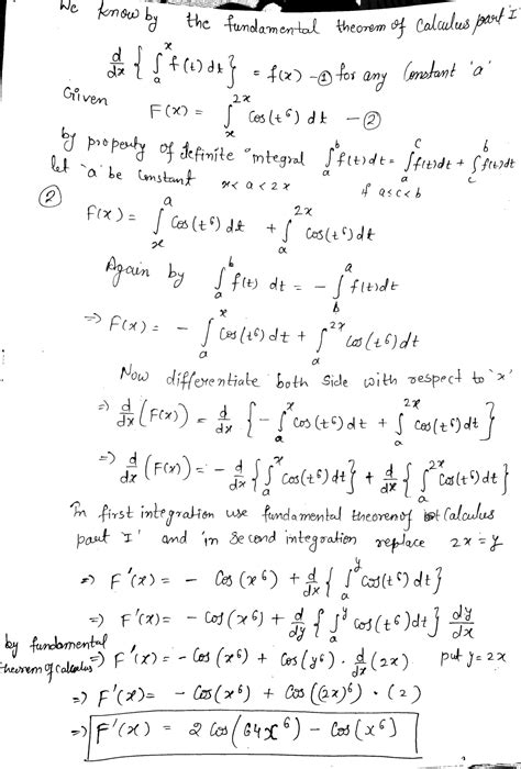 Solved Use Part I Of The Fundamental Theorem Of Calculus To Find