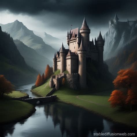 Terrifying Medieval Castle Landscape | Stable Diffusion Online