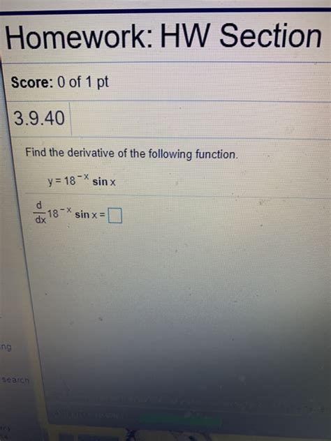 Solved Homework HW Section Score 0 Of 1 Pt 3 9 40 Find The Chegg