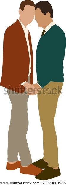 Couple Gay Men Holding Hands Stock Vector Royalty Free 2136410685