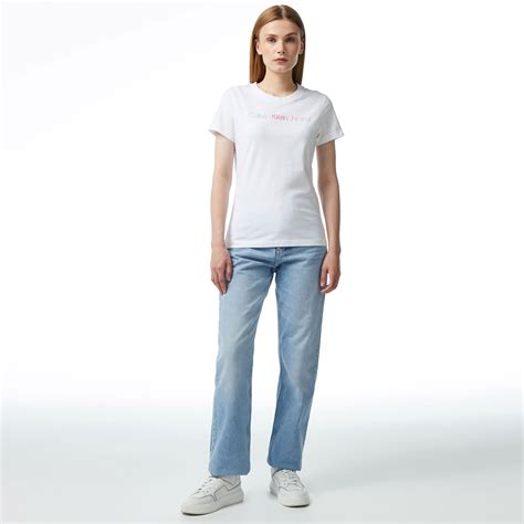 Calvin Klein Jeans Diffused Kadın Beyaz T Shirt Kadin T Shirt And Polo Superstep