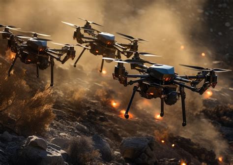 Premium AI Image A Swarm Of AI Drones Autonomously Coordinating In A