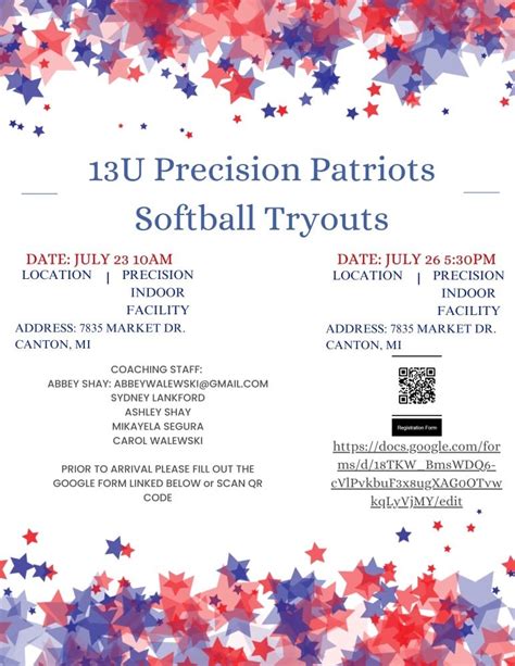 Precision Baseball And Softball 13u Precision Patriots Softball Tryouts