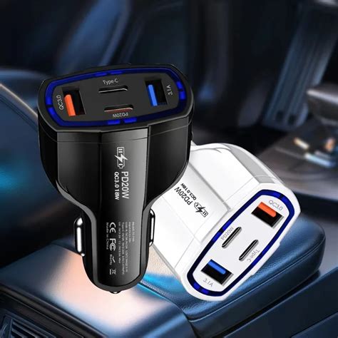 Fast Charging W Car Charger Adapter With Ports For Iphone