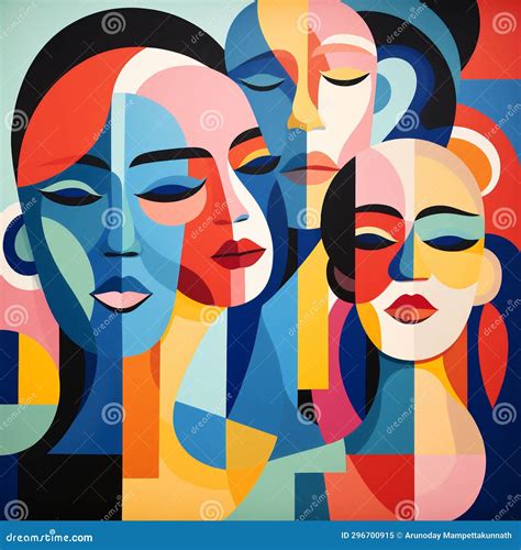 Abstract Modern Cubism Portrait Art Stock Illustration Illustration