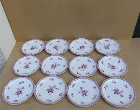 BERNARDAUD LIMOGES ASSIETTES dessert porcelaine décor fleuri B Co L