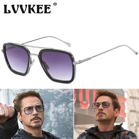 Avengers Infinity War Tony Stark Sunglasses Men Luxury Brand Iron Man Glasses Square Vintage