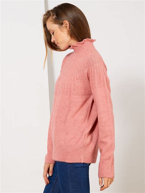 Pull col montant à volants rose Kiabi 15 00