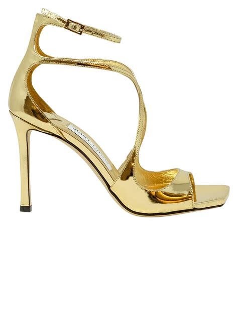 Jimmy Choo Gold Patent Azia Sandals In Metallic Lyst