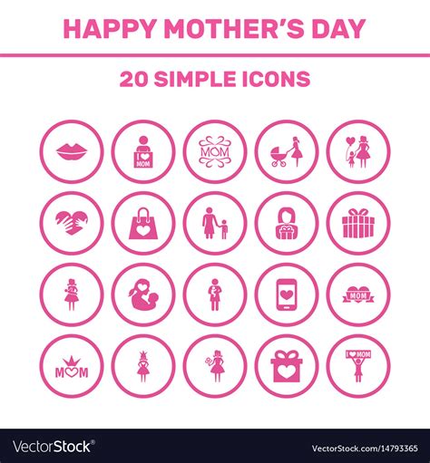 Mothers Day Icon Design Concept Set Of 20 Vector Image