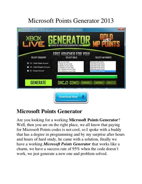 Microsoft Points Generator 2013