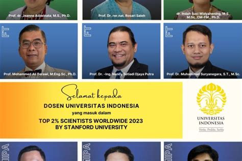 Peneliti UI Masuk Top Dua Persen Scientist Worldwide 2023 Versi