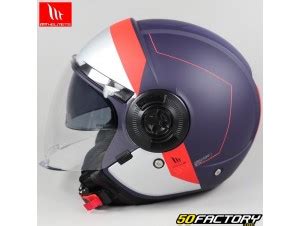 Casque Jet MT Helmets Viale SV 68 Unit D7 Bleu Gris Et Rouge Mat