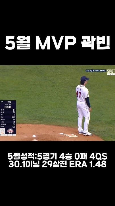 5월 Mvp는 곽빈 선수입니다 두산팬분들 축하합니다 Kbo 크보 Mvp Youtube