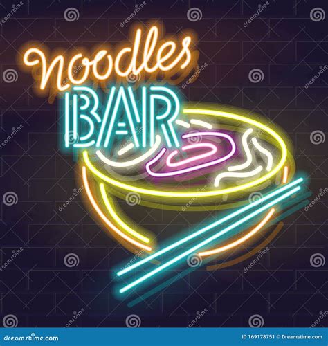 Neon Sign For Noodles Bar Oriental Bowl Of Soup Icon Ramen Pho